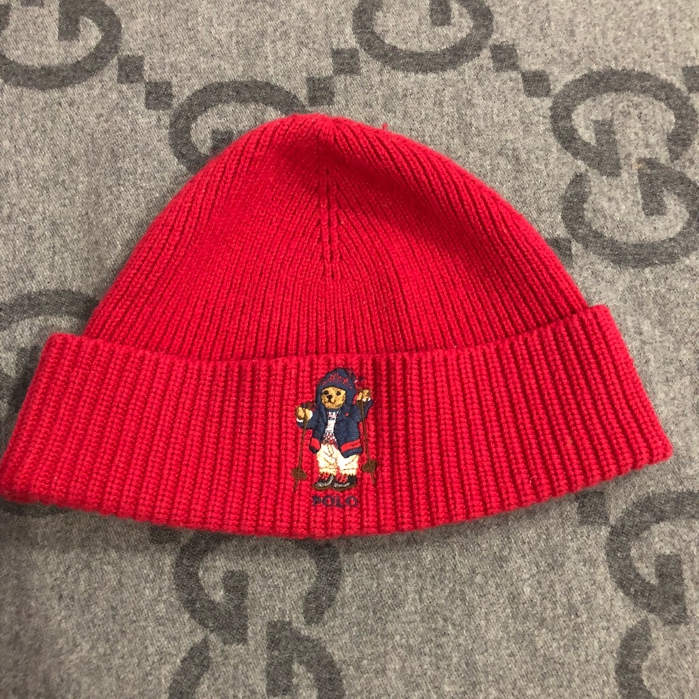 POLO BEAR HAT SKULLY BEANIE RED